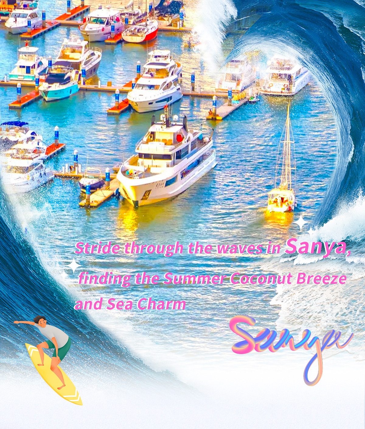 Stride through the waves in Sanya, finding the Summer Coconut Breeze and Sea Charm